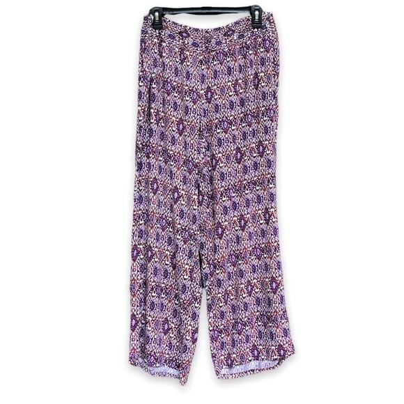 Dressbarn Palazzo Pants Flowy Boho Wide Leg Elastic Ikat Womens Size 1X Plus - Picture 2 of 13